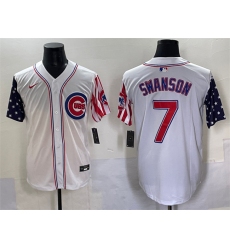 Men's Chicago Cubs #7 Dansby Swanson White 2025 Independence Day Vapor Premier Limited Stitched Baseball Jersey