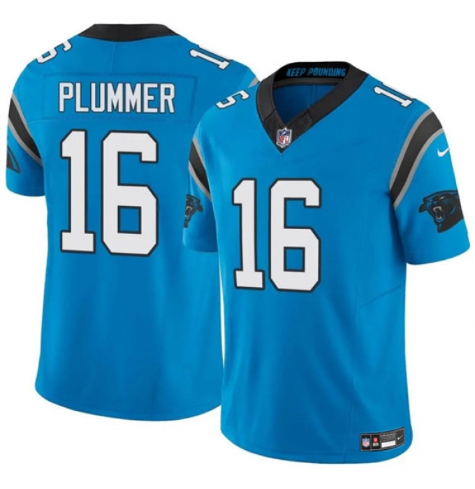 Men's Carolina Panthers #16 Jack Plummer Blue 2024 F.U.S.E. Vapor Limited Football Stitched Jersey