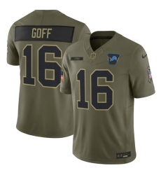 Men's Detroit Lions #16 Jared Goff Olive 2025 F.U.S.E. Salute to Service Limited Football Stitched Jersey