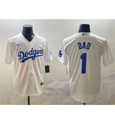 Men's Los Angeles Dodgers #1 Dad White Cool Base Stitched Baseball Jersey