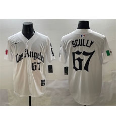 Men's Los Angeles Dodgers #67 Vin Scully White Mexico 2025 LA Gothic Style With Fernando Vapor Premier Limited Stitched Baseball Jersey