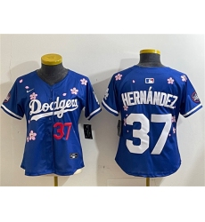 Women's Los Angeles Dodgers #37 Teoscar Hernández Royal 2025 Tokyo Series Limited Stitched Baseball Jersey(Run Small)