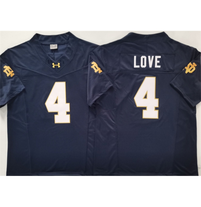 Men's Notre Dame Fighting Irish #4 Jeremiyah Love Navy 2024 F.U.S.E. Limited Stitched Jersey