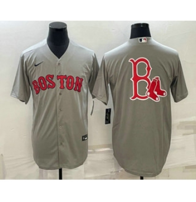 Men's Boston Red Sox Big Logo Grey Stitched MLB Cool Base Nike Jersey