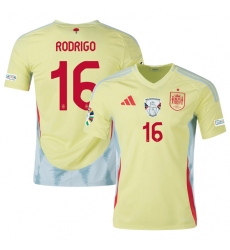 Men's Spain Team #16 Olivia Rodrigo Yellow 2024 Away Soccer Jersey