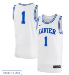 Men's Nike #1 White Xavier Musketeers Replica Basketball Jersey