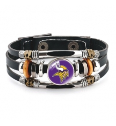 Minnesota Vikings- NFL Pro football team jewel cowhide bracelet leather hand jewelry