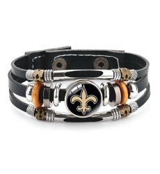Saints- NFL Pro football team jewel cowhide bracelet leather hand jewelry
