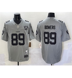 Men's Las Vegas Raiders #89 Brock Bowers Gray 2024 F.U.S.E With Nevada Silver Stat And 65th Anniversary Stitched Football Jersey