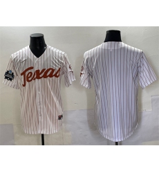 Men's Texas Longhorns Blank White Pinstripe 2025 World Series & SEC Patch Stitched Jersey