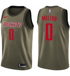Men's Nike Houston Rockets #0 De'Anthony Melton Swingman Green Salute to Service NBA Jersey