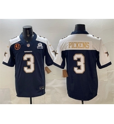 Men's Dallas Cowboys #3 George pickens Navy F.U.S.E. With John Madden & Established In 1960 Thanksgiving Vapor Limited Stitched Football Jersey