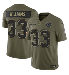 Men's Dallas Cowboys #33 Javonte Williams Olive 2025 F.U.S.E. Salute to Service Limited Football Stitched Jersey