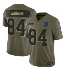Men's Indianapolis Colts #84 Tyler Warren Olive 2025 Salute to Service Limited Football Stitched Jersey