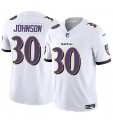 Men's Baltimore Ravens #30 D'Ernest Johnson White 2025 F.U.S.E. Vapor Limited Football Jersey