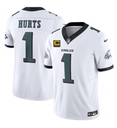 Men's Philadelphia Eagles #1 Jalen Jurts White 2025 F.U.S.E. With 4-Star C Vapor Untouchable Limited Football Stitched Jersey
