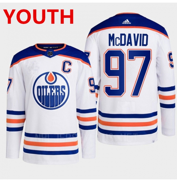 Youth Edmonton Oilers #97 Connor Mcdavid white adidas away stitched Hockey Jersey