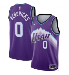 Men's Utah Jazz #0 Taylor Hendricks Purple 2025 Icon Edition Stitched Basketball Jersey