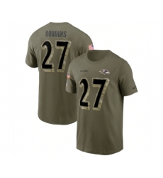Men's Baltimore Ravens #27 J.K. Dobbins 2022 Olive Salute to Service T-Shirt