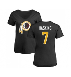 Football Women's Washington Redskins #7 Dwayne Haskins Black Name & Number Logo T-Shirt