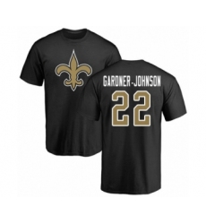 Football New Orleans Saints #22 Chauncey Gardner-Johnson Black Name & Number Logo T-Shirt