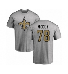 Football New Orleans Saints #78 Erik McCoy Ash Name & Number Logo T-Shirt