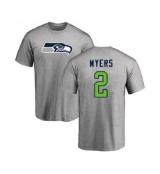 Football Seattle Seahawks #2 Jason Myers Ash Name & Number Logo T-Shirt