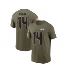 Men's Seattle Seahawks #14 DK Metcalf 2022 Olive Salute to Service T-Shirt