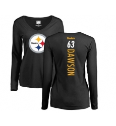 Football Women's Pittsburgh Steelers #63 Dermontti Dawson Black Backer Slim Fit Long Sleeve T-Shirt