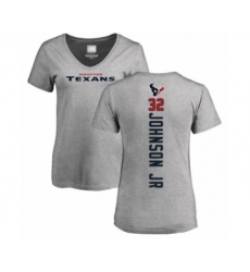 Football Women's Houston Texans #32 Lonnie Johnson Ash Backer T-Shirt