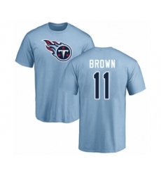 Football Tennessee Titans #11 A.J. Brown Light Blue Name & Number Logo T-Shirt