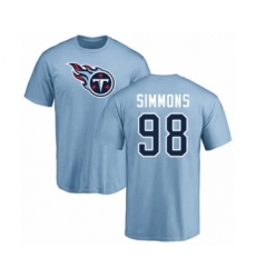 Football Tennessee Titans #98 Jeffery Simmons Light Blue Name & Number Logo T-Shirt