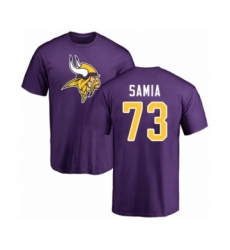 Football Minnesota Vikings #73 Dru Samia Purple Name & Number Logo T-Shirt