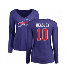Football Women's Buffalo Bills #10 Cole Beasley Royal Blue Name & Number Logo Long Sleeve T-Shirt