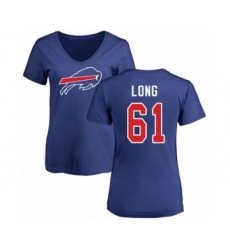 Football Women's Buffalo Bills #61 Spencer Long Royal Blue Name & Number Logo T-Shirt