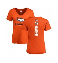 Football Women's Denver Broncos #49 Craig Mager Orange Backer T-Shirt