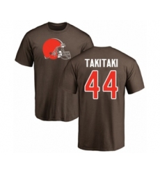 Football Cleveland Browns #44 Sione Takitaki Brown Name & Number Logo T-Shirt
