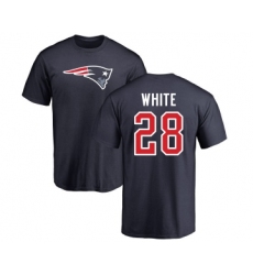 Football New England Patriots #28 James White Navy Blue Name & Number Logo T-Shirt