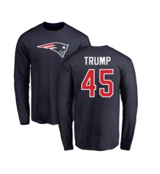 Football New England Patriots #45 Donald Trump Navy Blue Name & Number Logo Long Sleeve T-Shirt