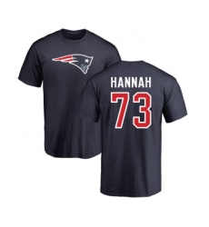 Football New England Patriots #73 John Hannah Navy Blue Name & Number Logo T-Shirt