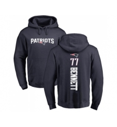 Football New England Patriots #77 Michael Bennett Navy Blue Backer Pullover Hoodie
