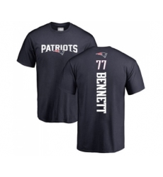 Football New England Patriots #77 Michael Bennett Navy Blue Backer T-Shirt