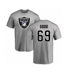 Football Oakland Raiders #69 Denzelle Good Ash Name & Number Logo T-Shirt