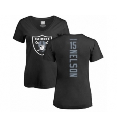 Football Women's Oakland Raiders #15 J. Nelson Black Backer T-Shirt