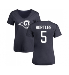 Football Women's Los Angeles Rams #5 Blake Bortles Navy Blue Name & Number Logo Slim Fit T-Shirt