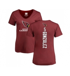 Football Women's Arizona Cardinals #5 Zane Gonzalez Maroon Backer T-Shirt