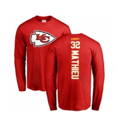 Football Kansas City Chiefs #32 Tyrann Mathieu Red Backer Long Sleeve T-Shirt