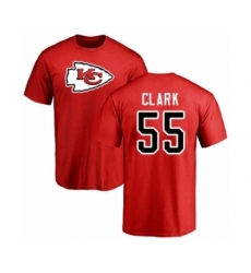 Football Kansas City Chiefs #55 Frank Clark Red Name & Number Logo T-Shirt