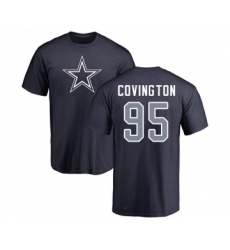 Football Dallas Cowboys #95 Christian Covington Navy Blue Name & Number Logo T-Shirt