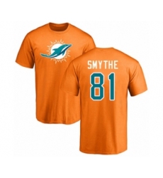 Football Miami Dolphins #81 Durham Smythe Orange Name & Number Logo T-Shirt